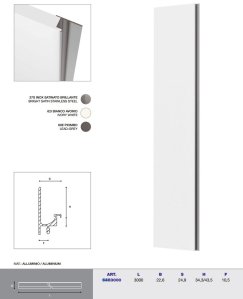640 вертикальная мебельная ручка-профиль 3000 мм цвета слоновой кости