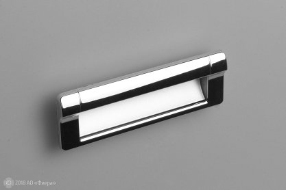 FR006 мебельная врезная ручка-раковина 128 мм хром глянцевый и сатин светлый
