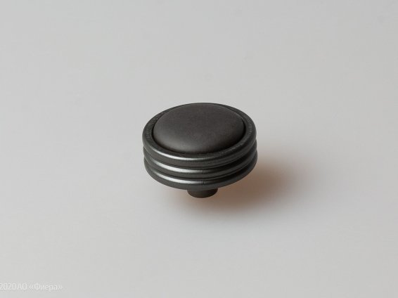 P49 мебельная ручка-кнопка, графит с черной матовой керамикой
