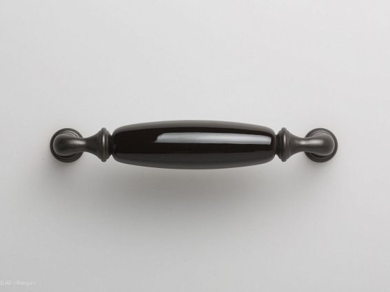 New Deco мебельная ручка-скоба 128 мм графит и черная глянцевая керамика