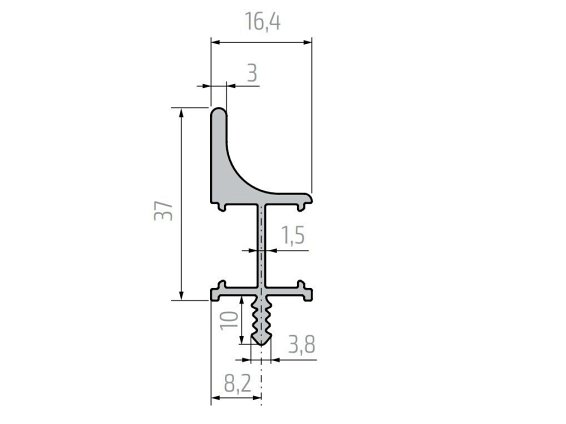 Профиль 928143 для LED-подсветки верхнего шкафа для 16 мм плиты, серебро, 5 м