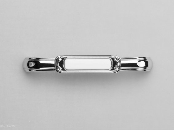 FS139 мебельная ручка-скоба 128 мм хром с белой вставкой