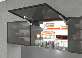 Подъемный механизм, AVENTOS HK top 23, для узкой алюминиевой рамки, серый, евровинт