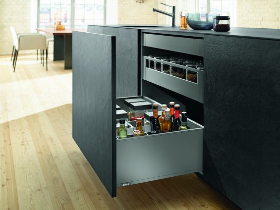 Ящик LEGRABOX pure (высота F 241, глубина 500 мм, до 70 кг), для тонких фасадов, терра-черный