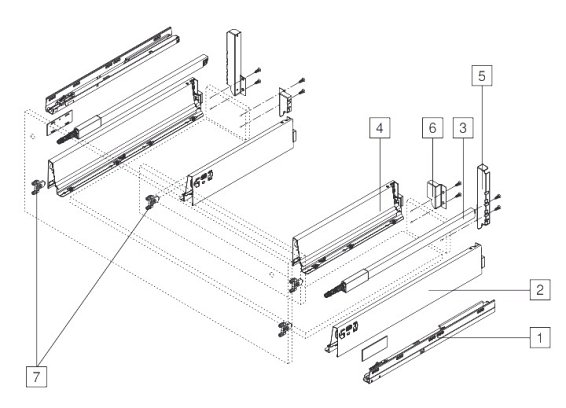Ящик под мойку TANDEMBOX antaro с TIP-ON BLUMOTION (высота C 192, глубина 500 мм, вес ящика до 20 кг), крепление inserta, черный
